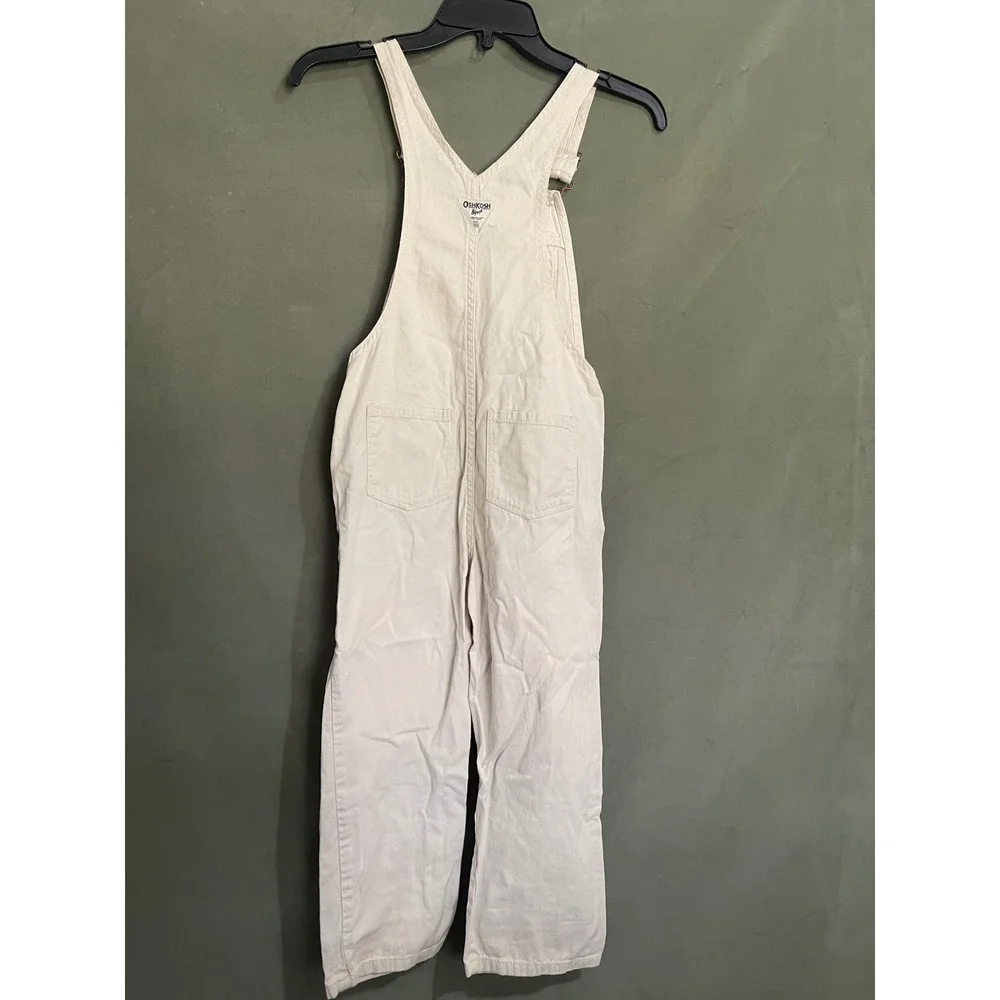 OshKosh Bgosh Kids Cream Off White Vestbak Cotton Twill Overalls Size 10